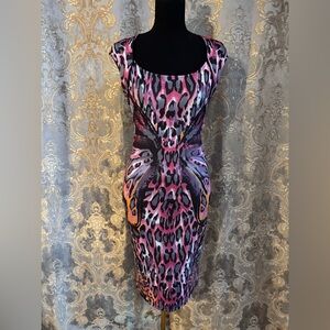 Hale Bob Midi Bodycon Butterfly Dress Small Keyhole Cutout